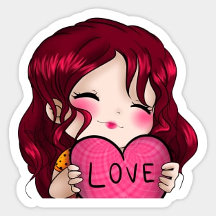 love heart chibi Sticker